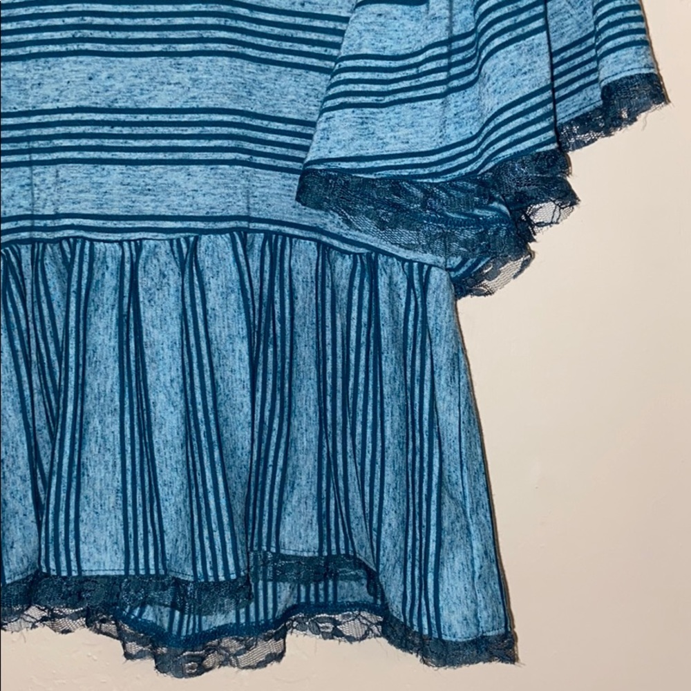 FREE PEOPLE Ruffle Striped Sleeve SMALL - Picture 4 of 6